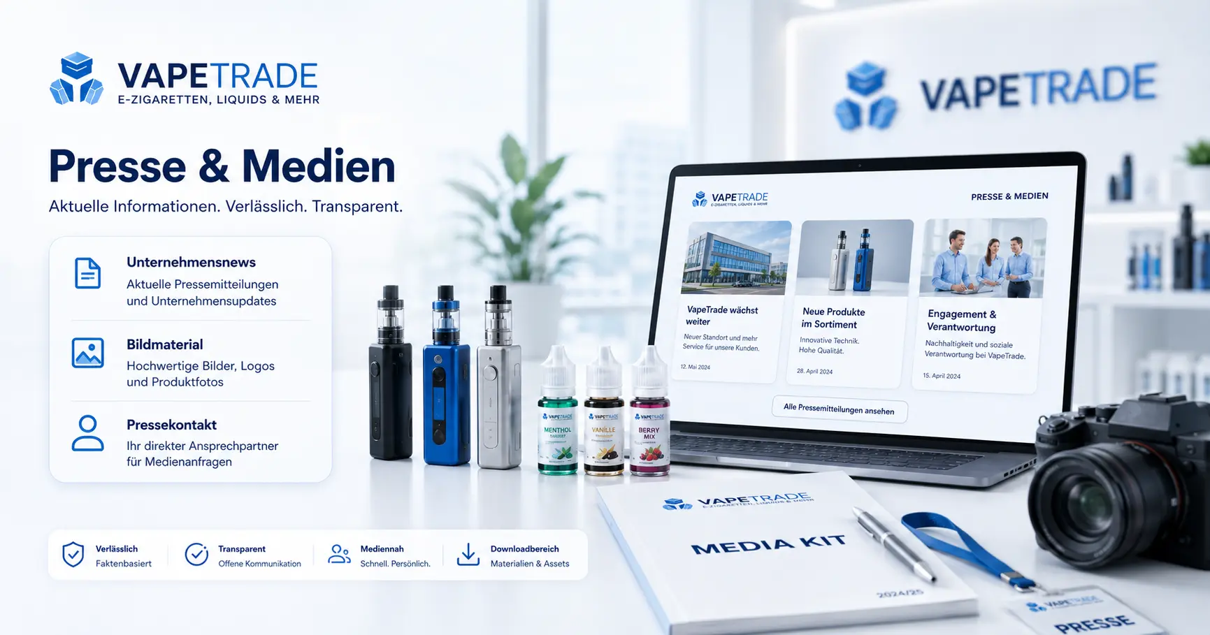 VapeTrade Presse und Medien mit Pressebereich, Bildmaterial und direktem Ansprechpartner
